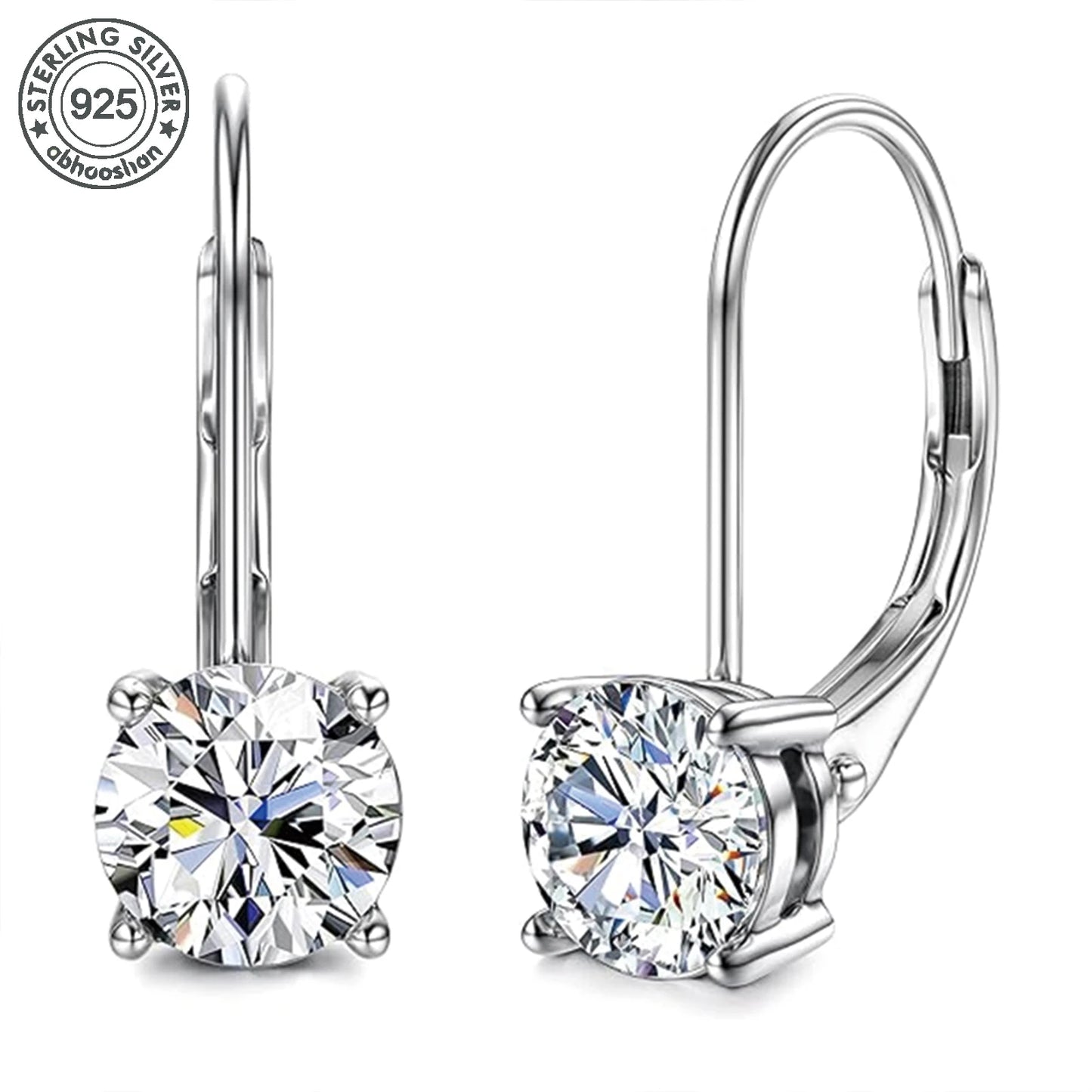 925 Silver, Moissanite Earrings with 0.5ct/1ct Moissanite, Women's Earrings, Pair of 925 Silver Synthetic Moissanite Earrings, W