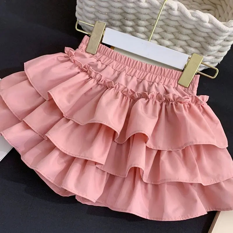 Children Girls Pleated Cake Skirts Summer 2025 Elastic Waist Infant Babys Girls Bubble Skirts Toddler Kids Girls Princess Skirts
