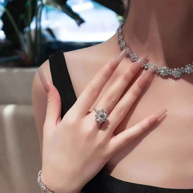 925 Sterling Silver 18K Gold Full Sky Star Necklace with Moissanite, a fashionable gift for mom, suitable for birthdays, wedding