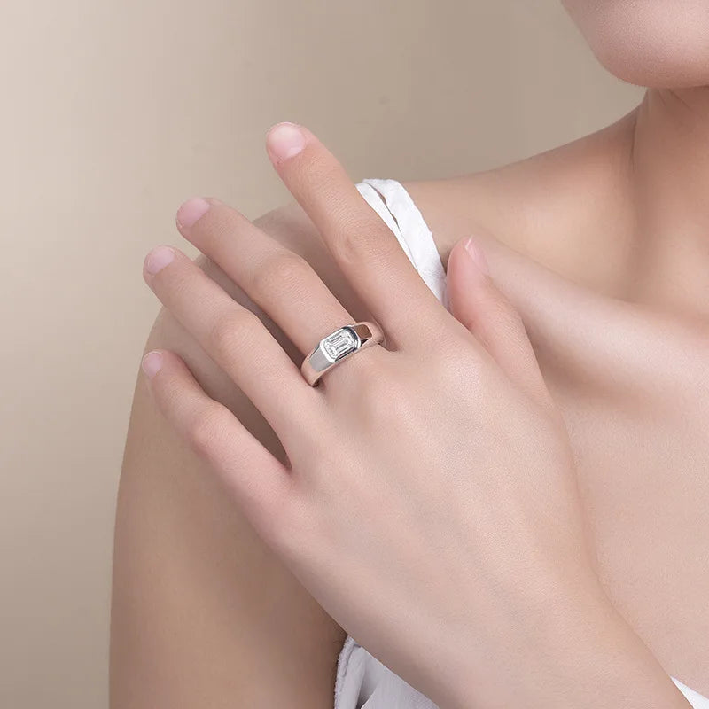 1 S925 Sterling Silver with 2ct Moissanite Ring for Men and Women |Gifts for Him |Gifts for Her |Birthday |Wedding |Anniversary