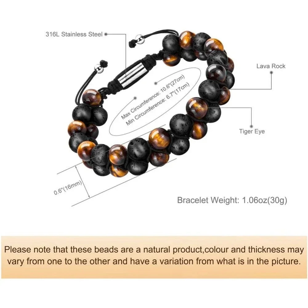 Bead Chakra Bracelets for Men and Women, Double-layered Healing Yoga Crystals Beaded Bracelet, Natural Stone Mens Bracelet for