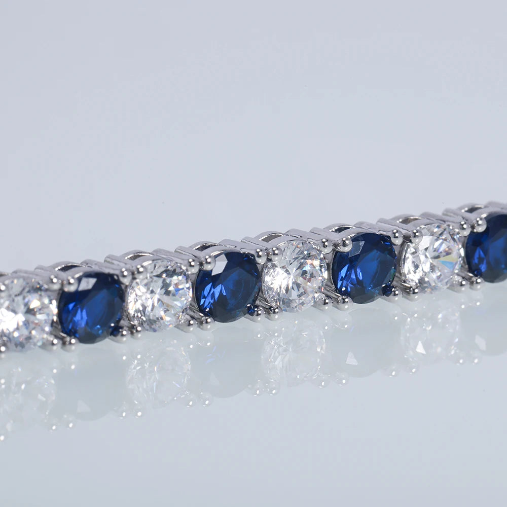 925 Sterling Silver Tennis Bracelet Sapphire Gemstone CZ Cubic Zirconia Bangle for Women Engagement Wedding Fine Jewelry Gift US