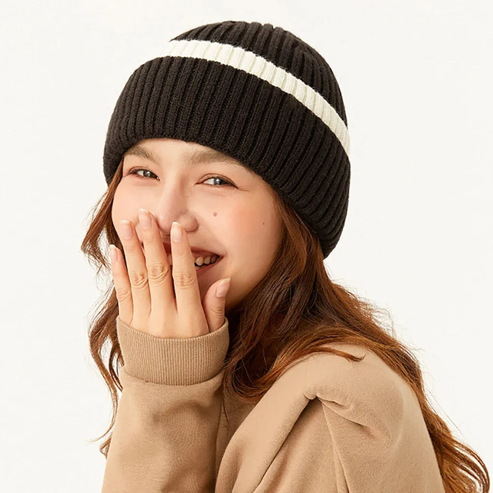 【New】US Stock OhSunny Warm Knitted Beanies Winter Hats Cycling Gloves Ski Mitten Bonnet Cashmere Cap for Women Girls Hat Glove