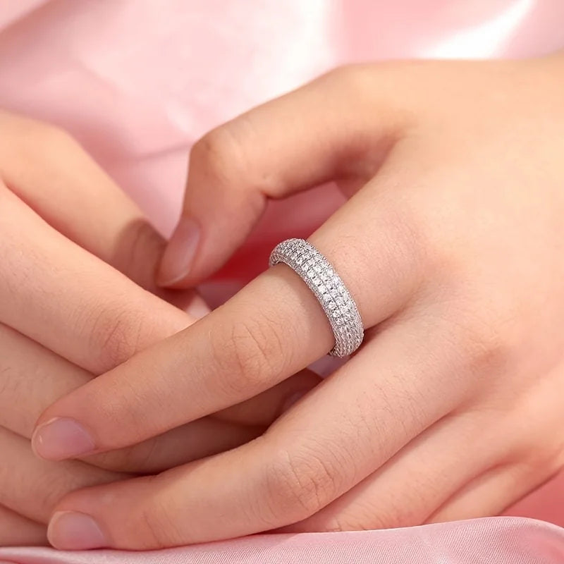 1pc S925 Sterling Silver with 5A Zirconia Sterling Silver Wedding Band Ring. Unisex, Gemstone Jewelry | Gifts for Mother | Gifts