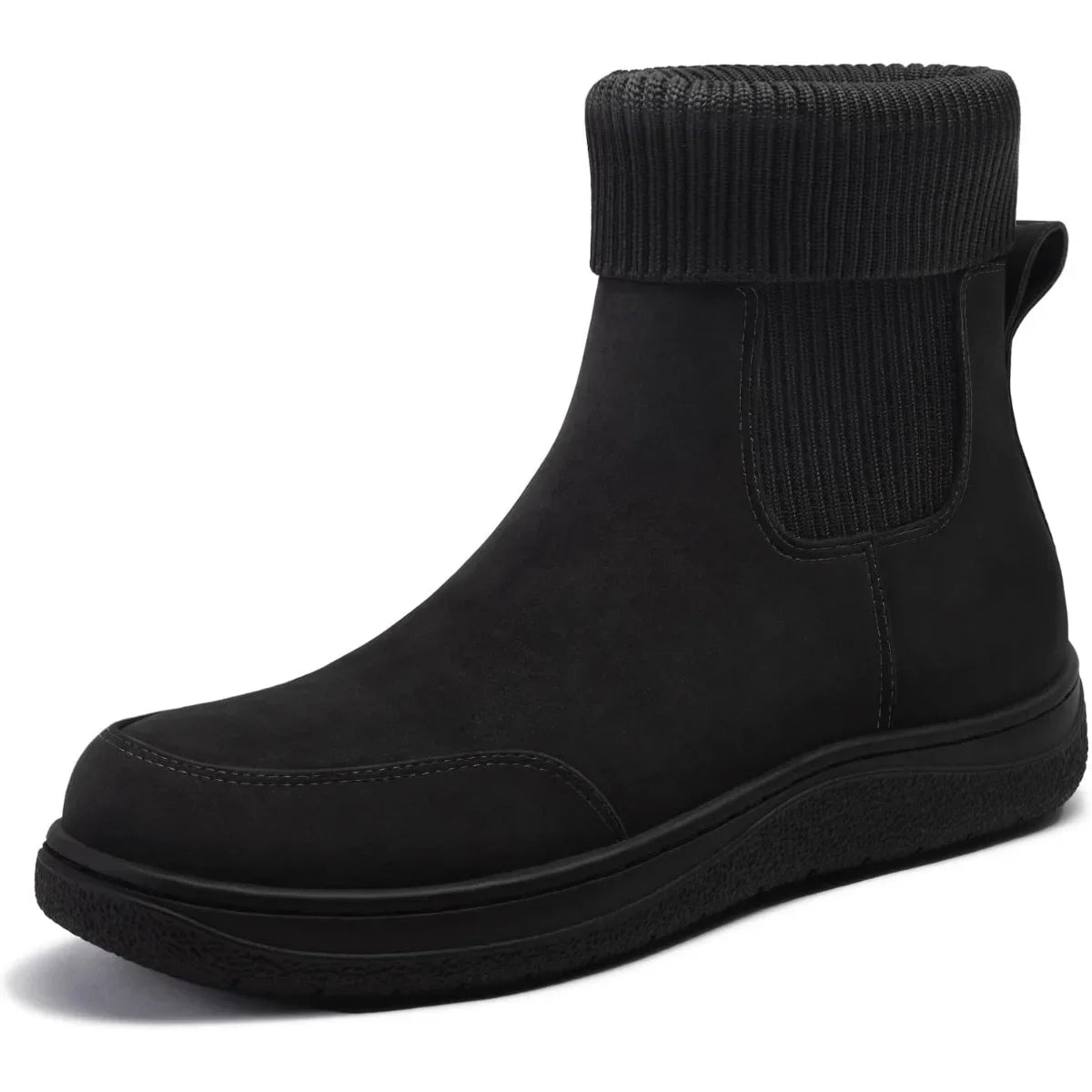 Women's Chelsea Ankle Boots Comfortable Winter Short Leather Boots Fashion Slip On Elastic Sock Booties Wide Width