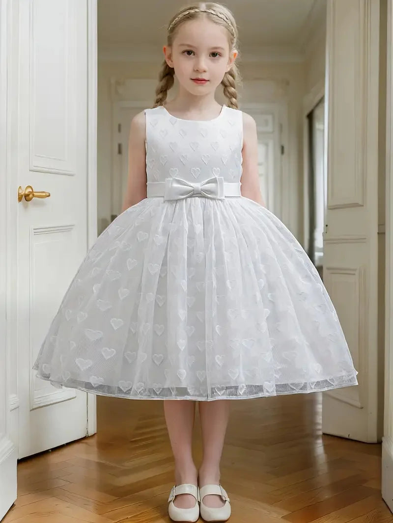 Girls Party Dresses Summer Luxury Elegant Bow Princess Dress Kids Baptism Lace Wedding Vest Birthday Evening Clothes 2-7 Year