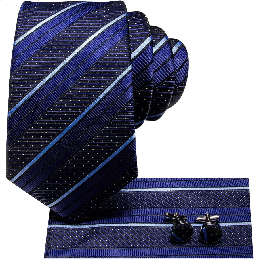 HiTie Silk Ties for Men Plaid Paisley Striped Necktie Pocket Square Cufflinks Set Formal Business