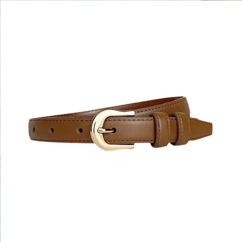 Belt Summer Brown Belt with Fine Matching Western Pants Simple and Versatile Belt 2024 New Fashion Decoration Belts for Women