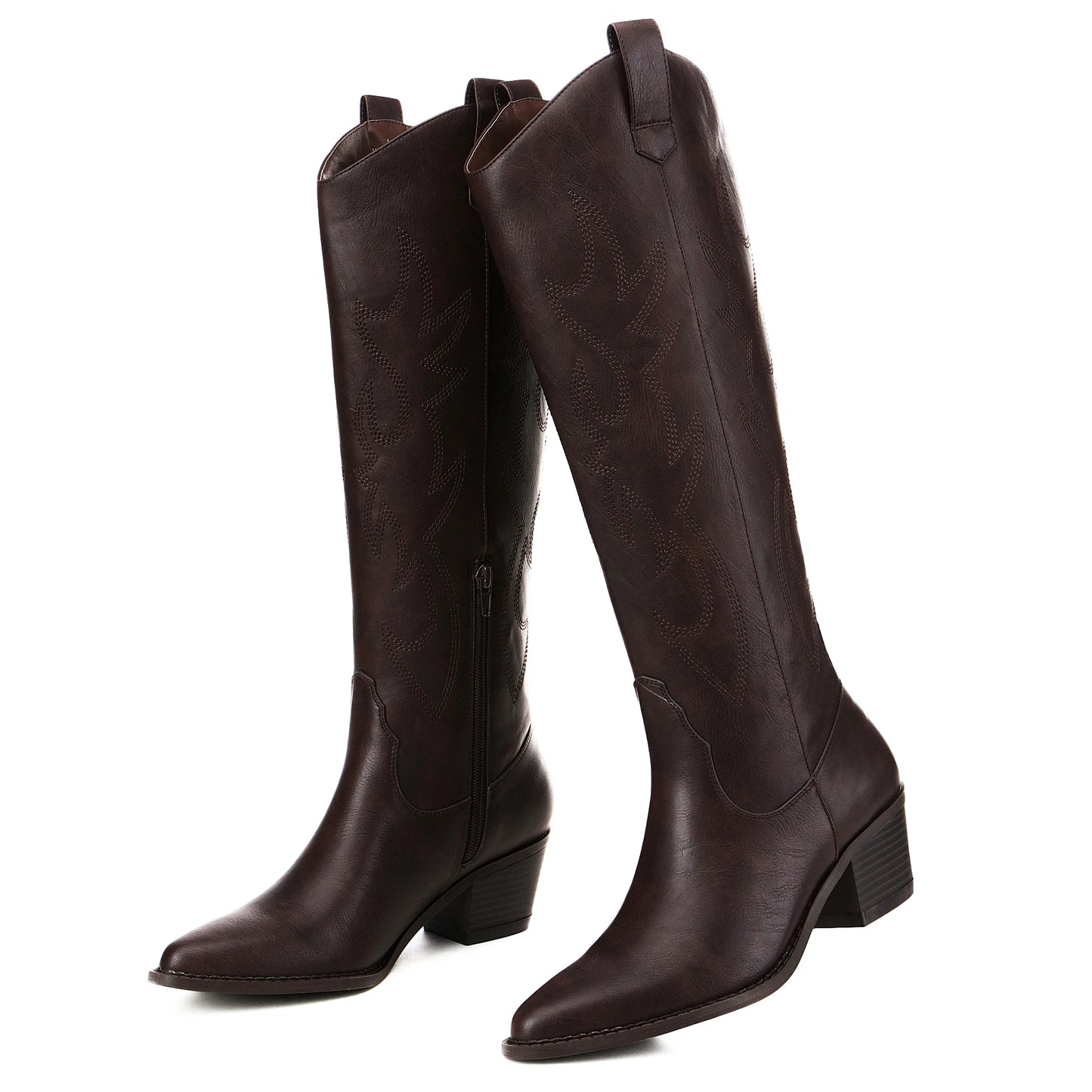 Women's Cowboy Boots Knee High Pointed Toe Western Cowgirl Boots Chunky Heel Embroidery Fashion Fall shoes for women