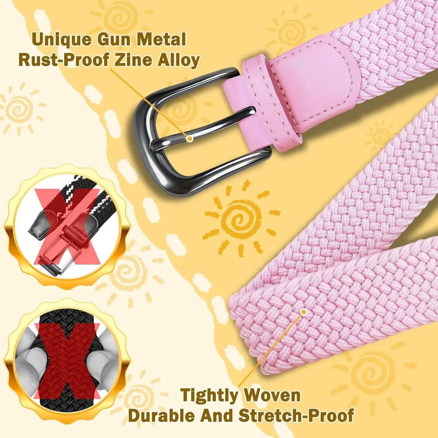 Children's belt Elasticated Elasticated boys girls without buckle 1 pack