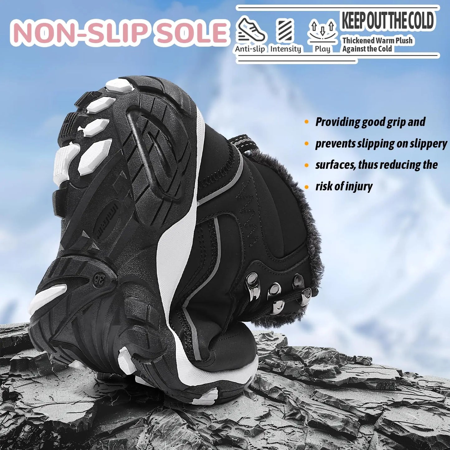 Womens Winter Hiking Boots Waterproof Non Slip Warm Lined Snow Boots for Outdoor Trekking