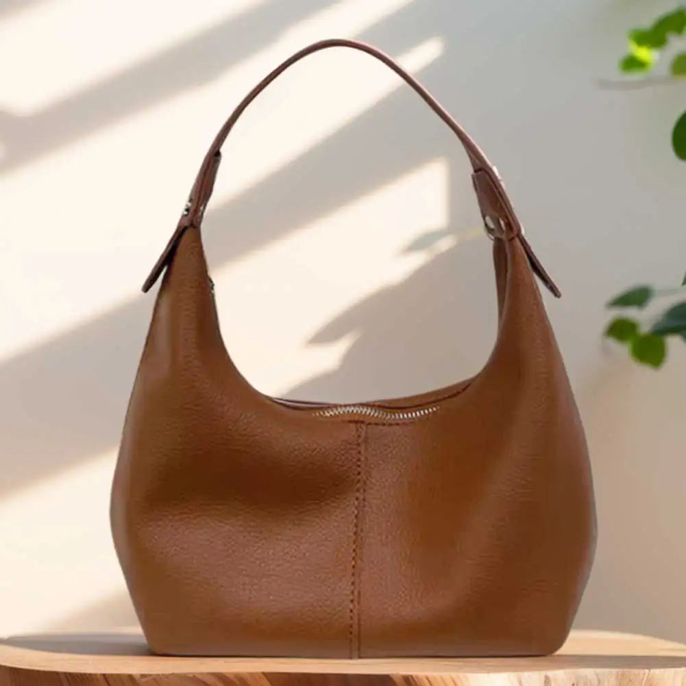 Women Simple Shoulder Purse PU Leather Soft Hobo Bags Solid Color Casual Armpit Handbag Girls Outdoor Daily Bag