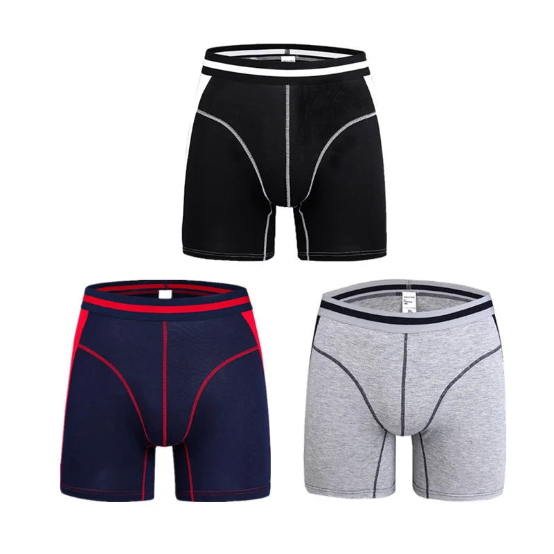 Men's Extended Length Modal Boxer Briefs Comfortable Underwear Soft Breathable Casual Boxers