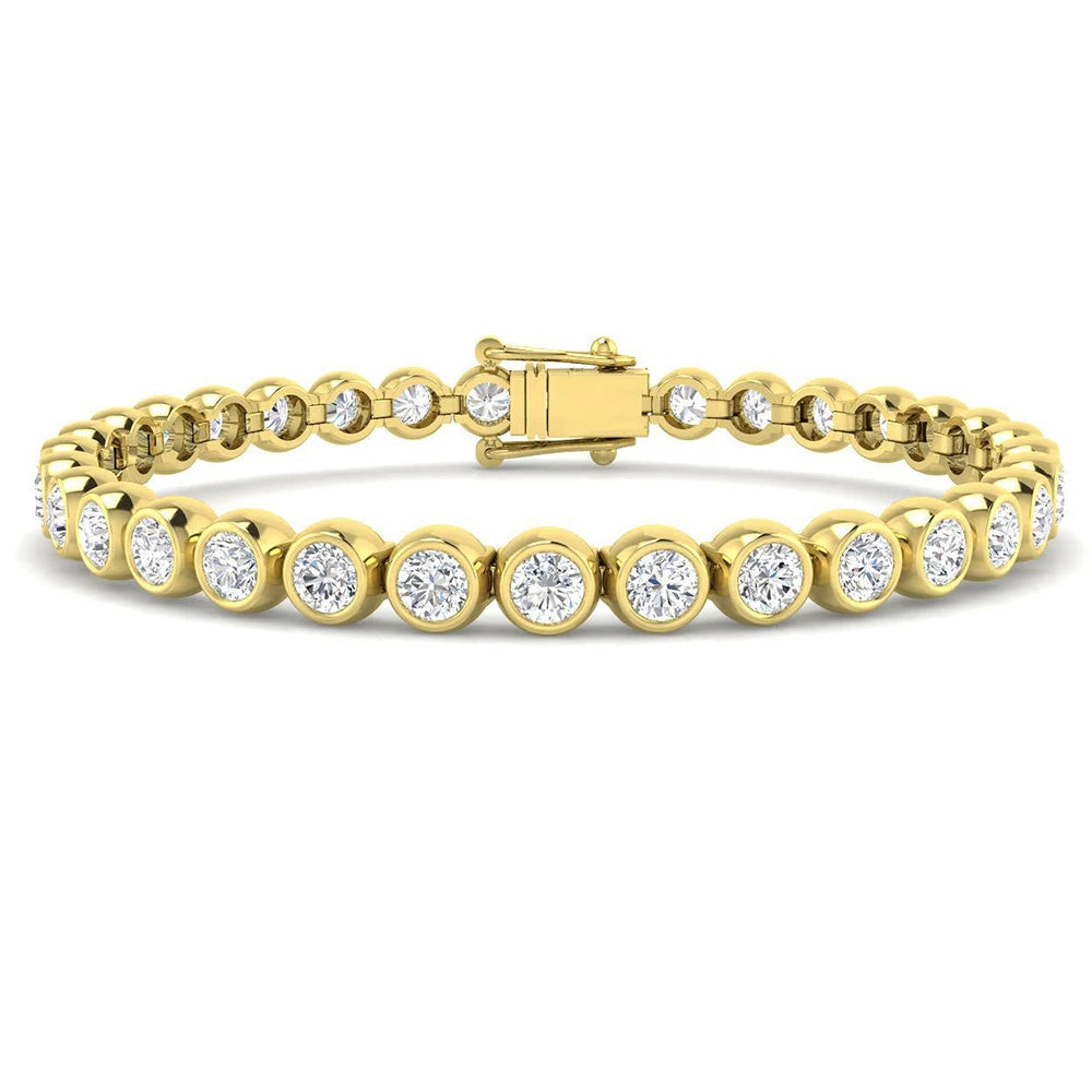 925 Sterling Silver 14k Gold Plated Tennis Chain Bracelets Elegant Lab Diamond Moissanite Bezel Jewelry Anniversary US Warehouse