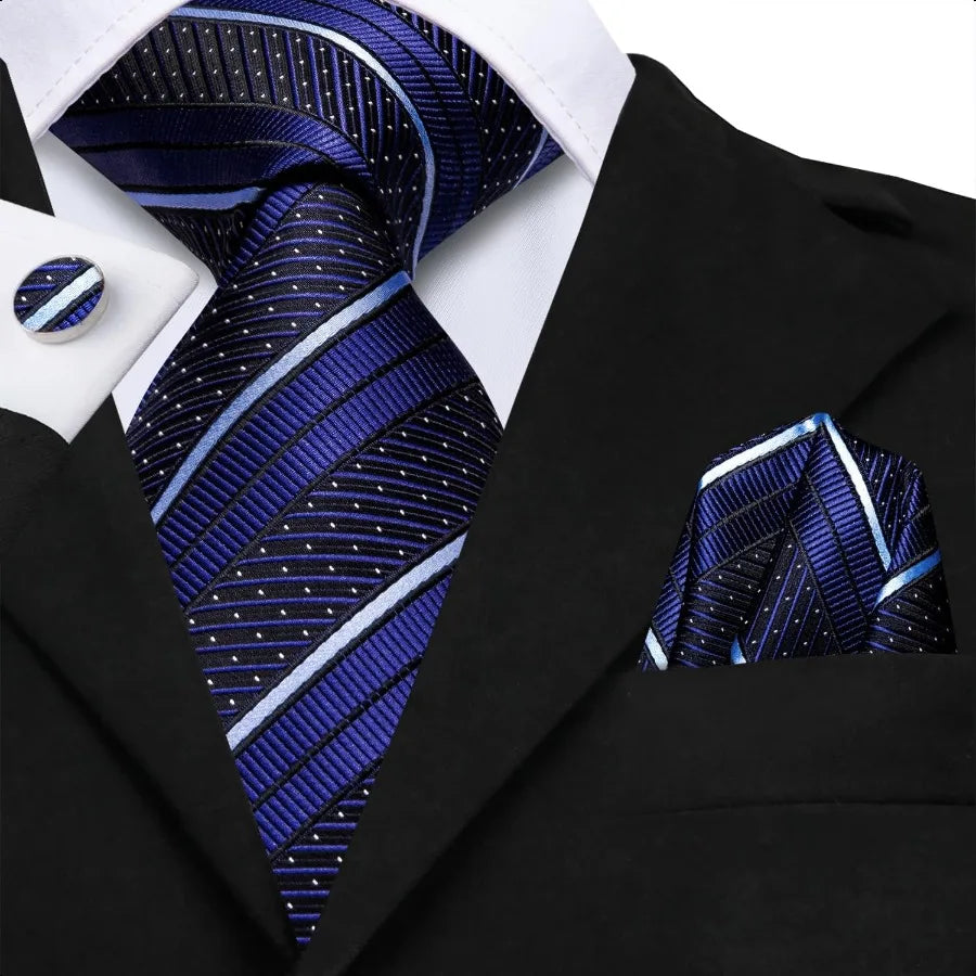 HiTie Silk Ties for Men Plaid Paisley Striped Necktie Pocket Square Cufflinks Set Formal Business