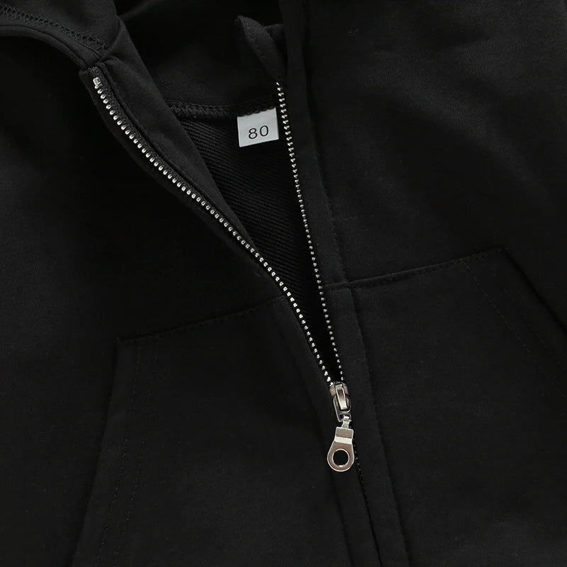Children s Winter Warm Hooded Jacket Stylish Solid Color Zipper Coat with Long Sleeves for Boys and Girls Casual Loose Fit