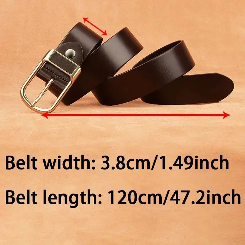 Genuine Leather For Men's High Quality Buckle Jeans Cowskin Casual Belts Business Cowboy Waistband Male Fashion Designer 2024New