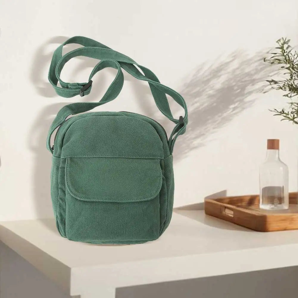 Crossbody Bag for Women Adjustable Strap Satchel Purse Canvas Solid Color Messenger Bag for Travel Commuting