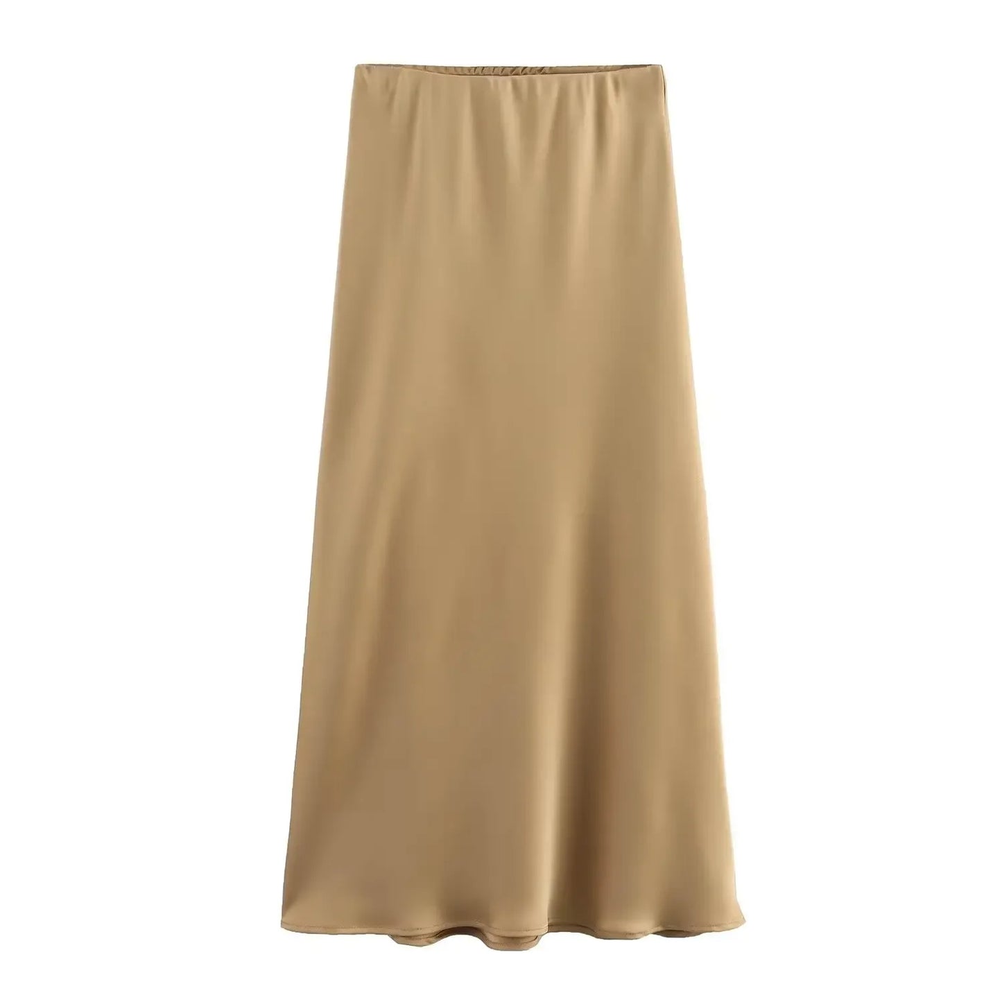 Willshela 2025 Black Satin Skirt Woman High Waist Elegant Long Skirts For Women Fashion Summer Midi Skirt Office Women's Skirts