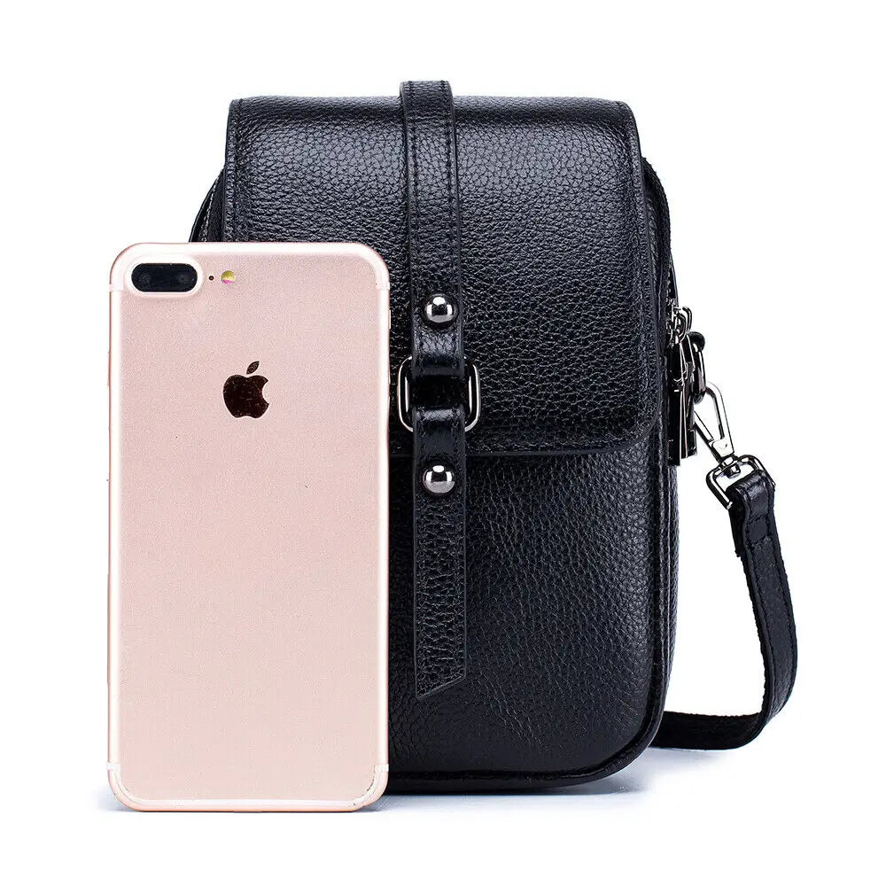 Women's Cross Body Shoulder Bag Genuine Leather Clutch Bag Large Capacity Zipper Wallet Handbag Adjustable Shoulder Strap Bag
