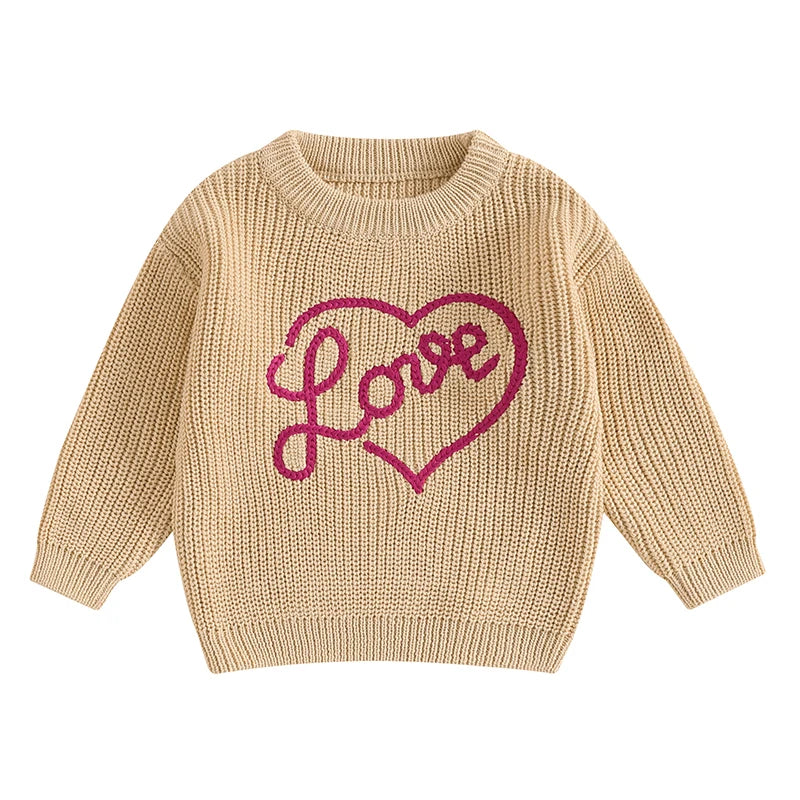 Toddler Unisex Autumn Pullover Sweater with Cute Animal Print Round Neck Long Sleeve Warm Knitwear Casual Tops for Kids