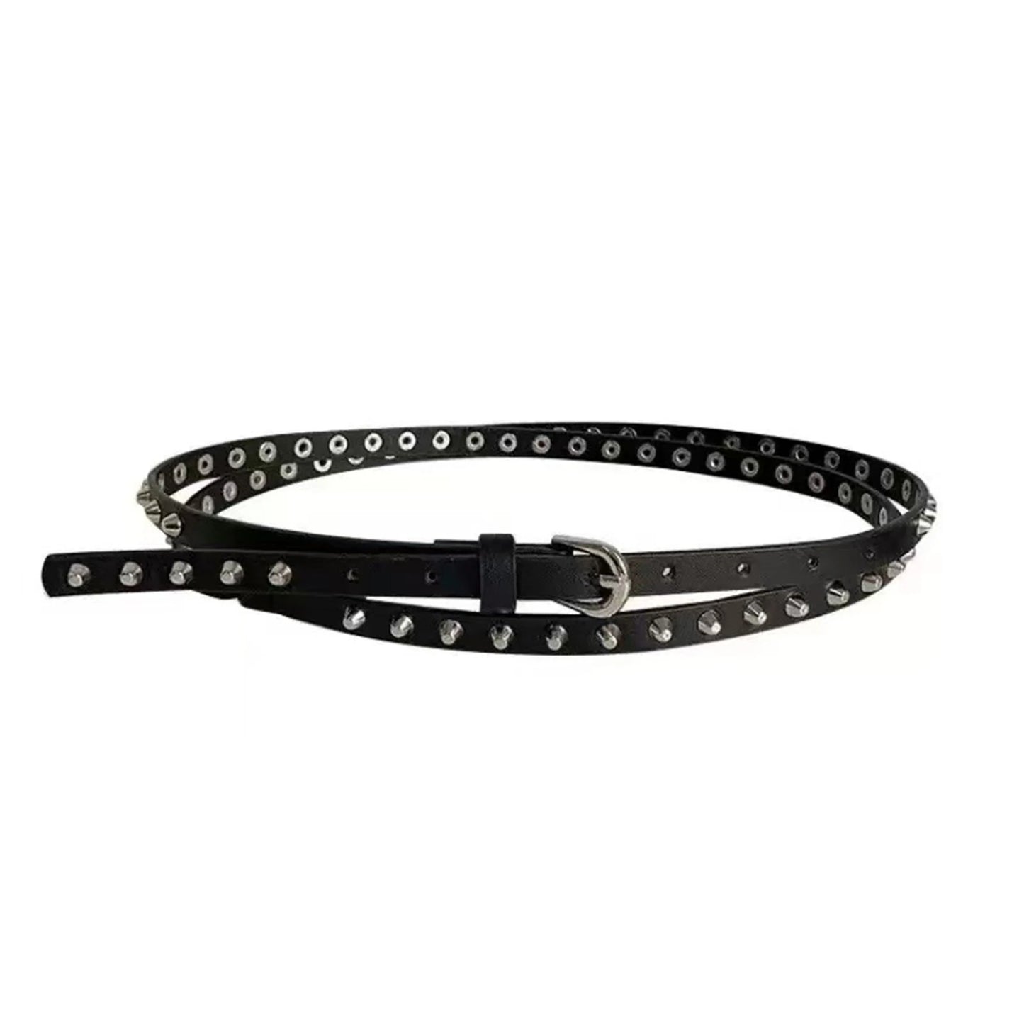 Fashionable Studded Belt with Double Layer Design and Pin Buckle Closure Perfect for Rocking the Street Party Scene