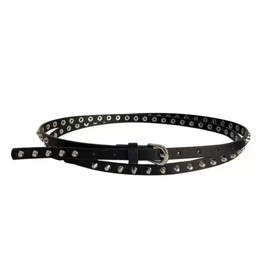Fashionable Studded Belt with Double Layer Design and Pin Buckle Closure Perfect for Rocking the Street Party Scene
