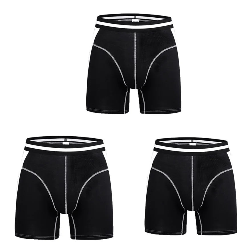 Men's Extended Length Modal Boxer Briefs Comfortable Underwear Soft Breathable Casual Boxers