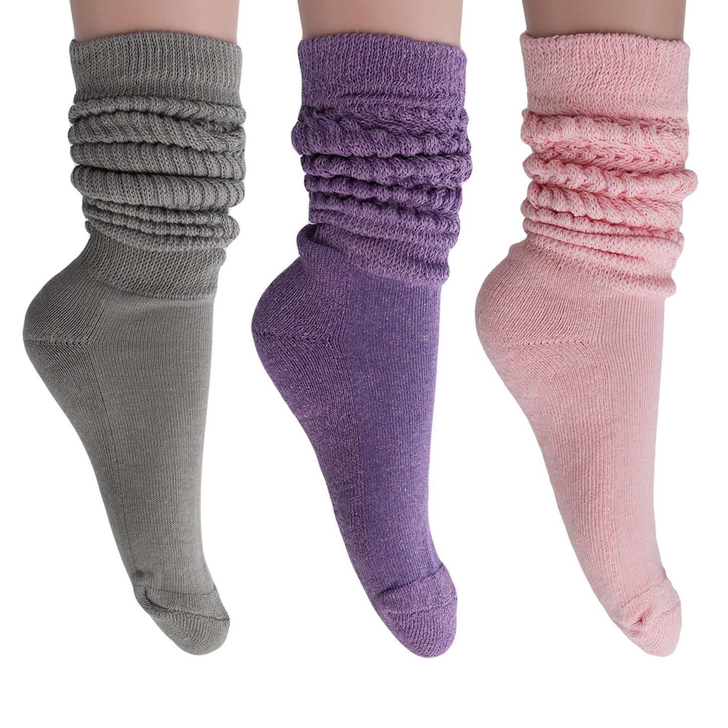Slouchy Scrunch Cotton Slouch Socks for Women 80s Style 3 Pairs Shoe Size 5 to 10