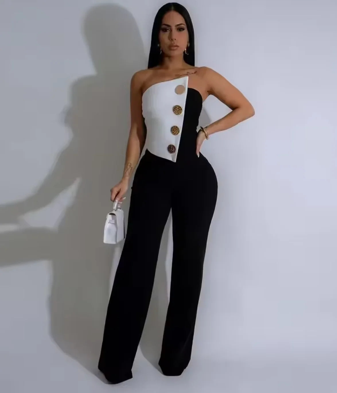 Women's Slim Fit Denim Jumpsuit - Long Sleeve Sexy Button Front with Pockets, Casual Streetwear Outfit