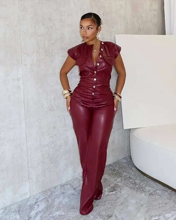 Women's Slim Fit Denim Jumpsuit - Long Sleeve Sexy Button Front with Pockets, Casual Streetwear Outfit