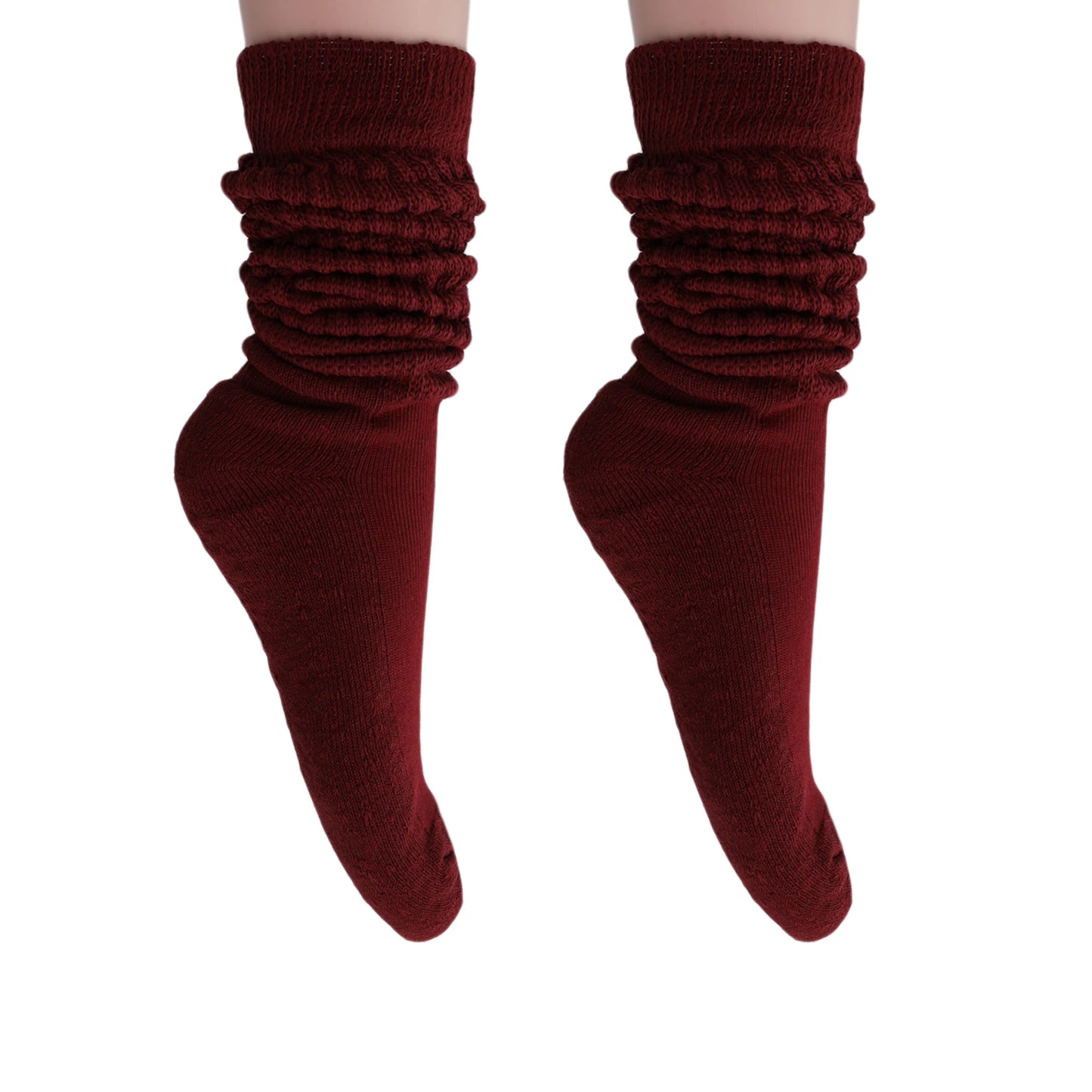 Women's Extra Long Slouch Scrunch Socks Knee High, Cotton Blend, Pack of 2, Fits Shoe Sizes 5-10