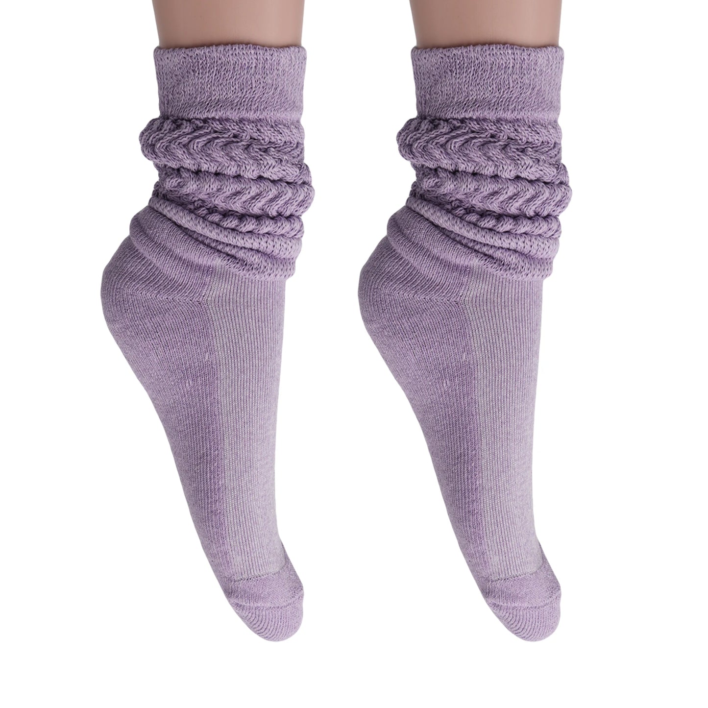 Women's Extra Long Slouch Scrunch Socks Knee High, Cotton Blend, Pack of 2, Fits Shoe Sizes 5-10