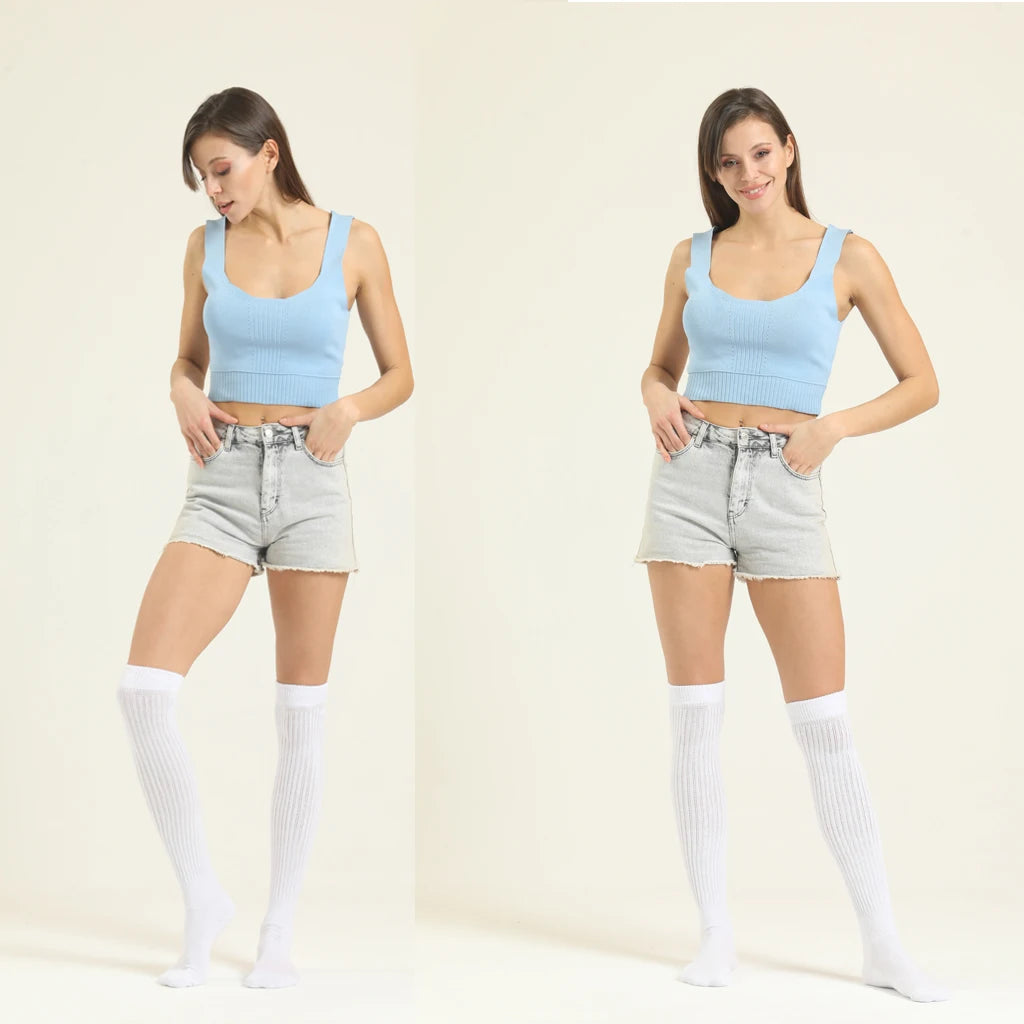 Women's Extra Long Slouch Scrunch Socks Knee High, Cotton Blend, Pack of 2, Fits Shoe Sizes 5-10