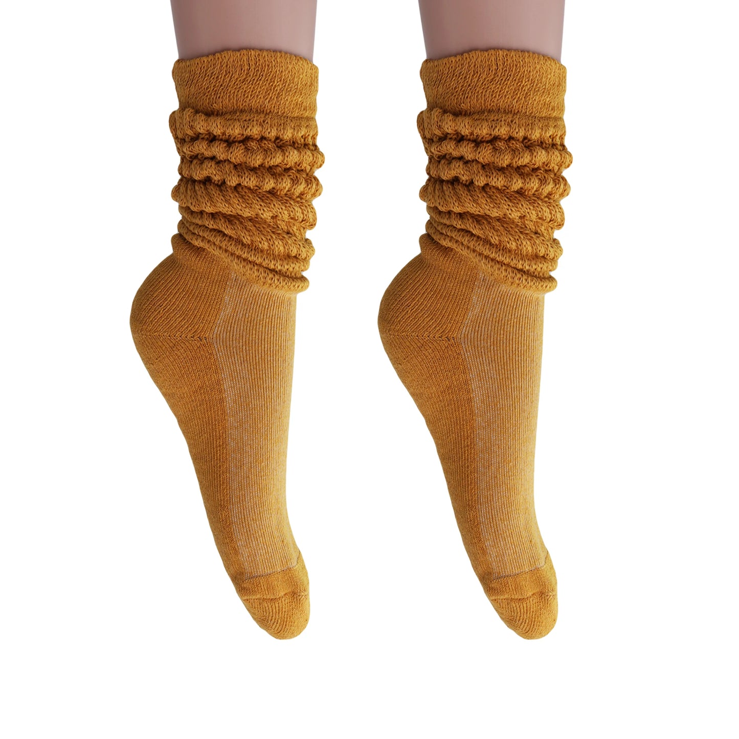 Women's Extra Long Slouch Scrunch Socks Knee High, Cotton Blend, Pack of 2, Fits Shoe Sizes 5-10
