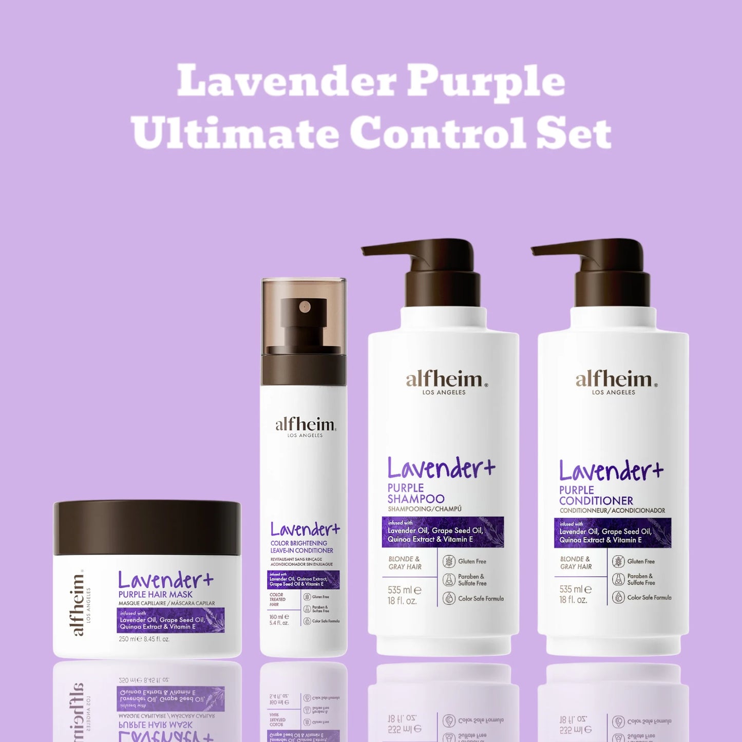 Lavender+ Purple Shampoo, Conditioner, Hair Mask & Leave-In Spray Set