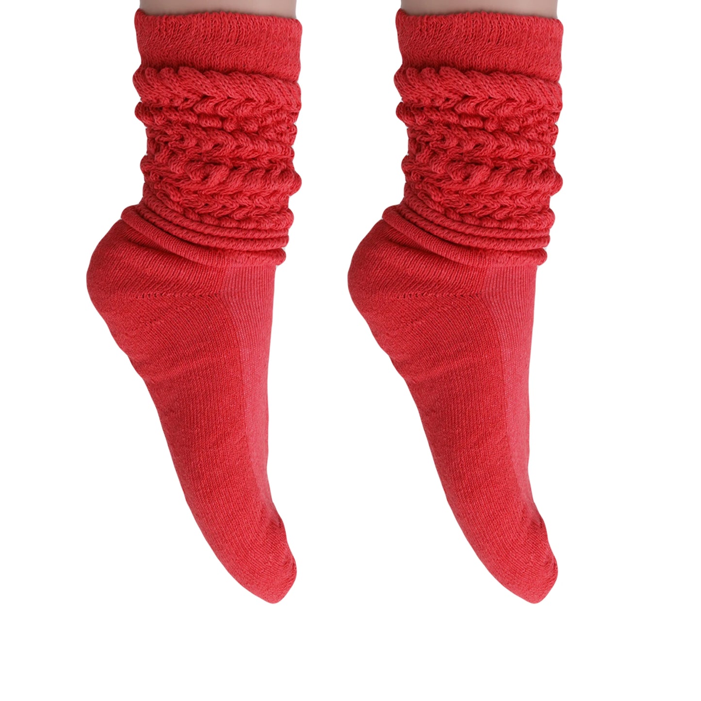 Women's Extra Long Slouch Scrunch Socks Knee High, Cotton Blend, Pack of 2, Fits Shoe Sizes 5-10