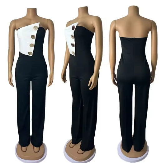 Women's Slim Fit Denim Jumpsuit - Long Sleeve Sexy Button Front with Pockets, Casual Streetwear Outfit