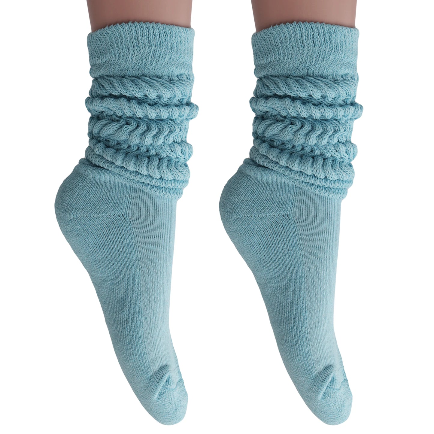 Women's Extra Long Slouch Scrunch Socks Knee High, Cotton Blend, Pack of 2, Fits Shoe Sizes 5-10