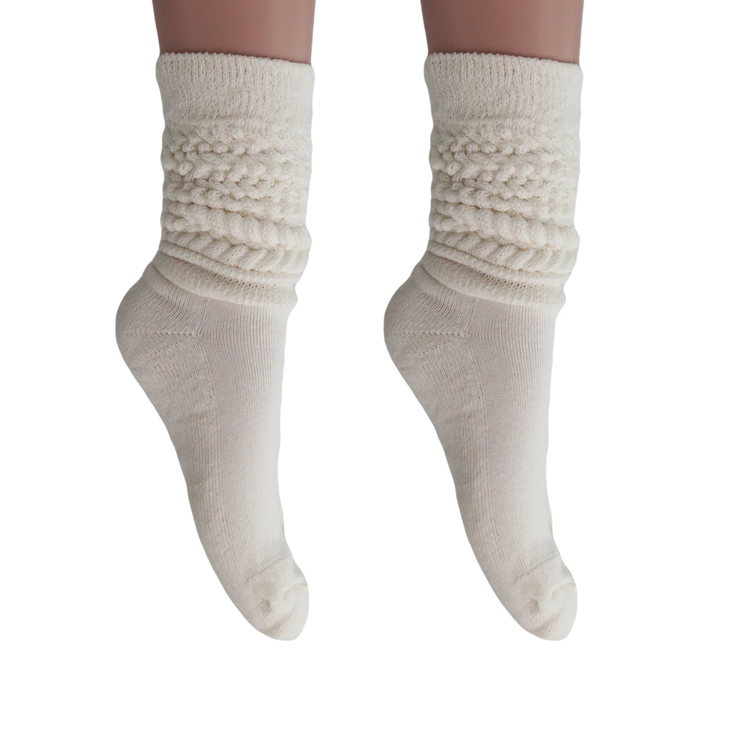 Women's Extra Long Slouch Scrunch Socks Knee High, Cotton Blend, Pack of 2, Fits Shoe Sizes 5-10