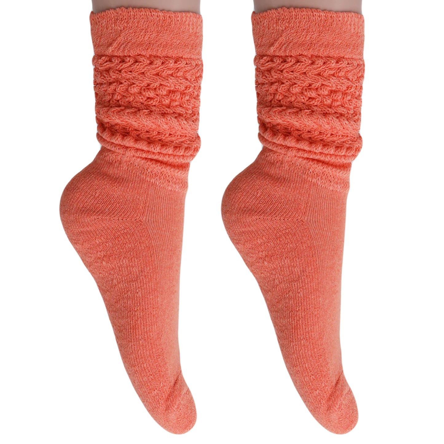 Women's Extra Long Slouch Scrunch Socks Knee High, Cotton Blend, Pack of 2, Fits Shoe Sizes 5-10