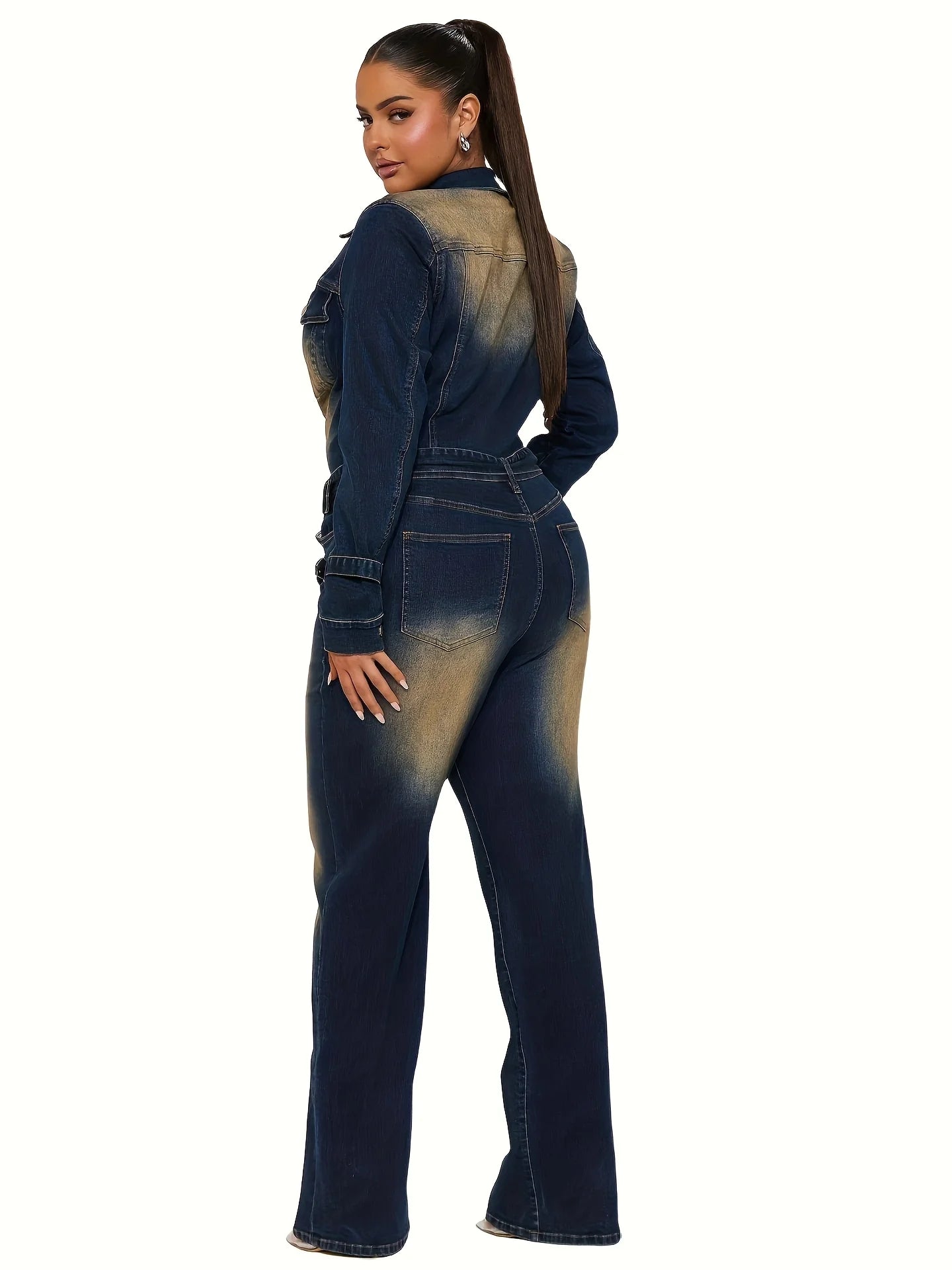 Women's Slim Fit Sleeveless Denim Jumpsuit - High Waist Retro Street Fashion Style with Pocket Details - 2025 Summer Casual Over