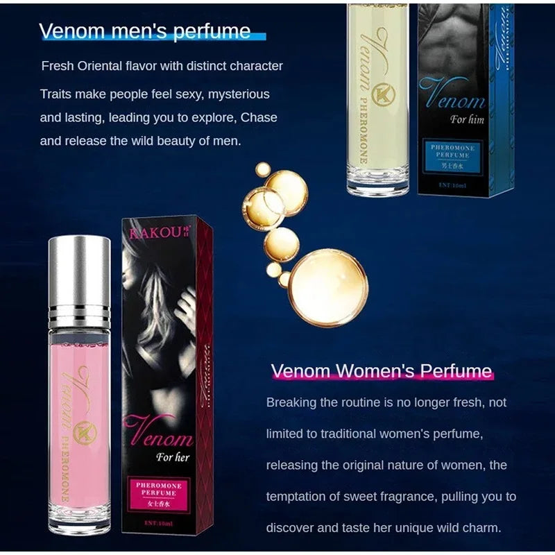 Pheromones, men attract women with exciting scents lasting seduction, intimate partner flirting encourages dating erotic perfume