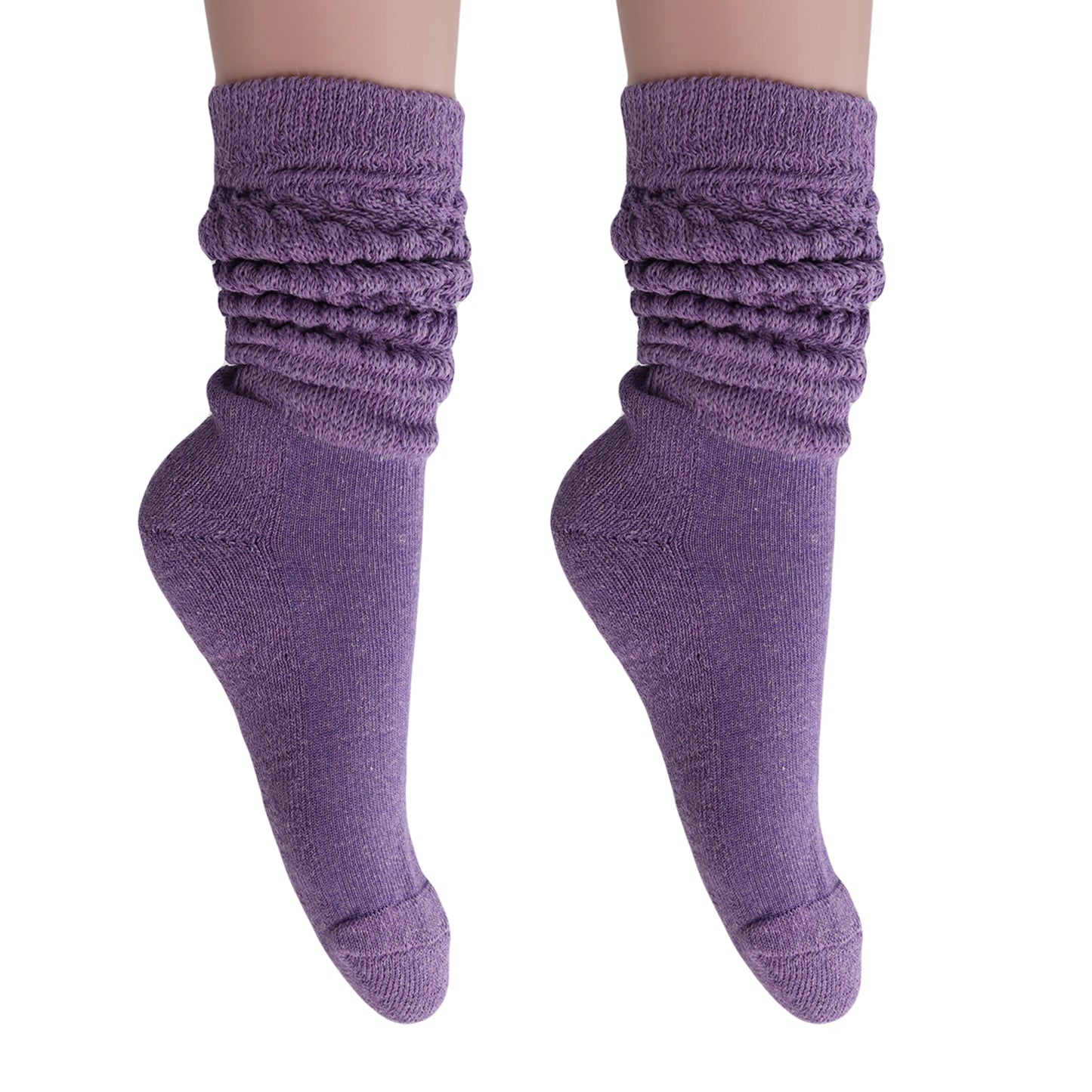 Women's Extra Long Slouch Scrunch Socks Knee High, Cotton Blend, Pack of 2, Fits Shoe Sizes 5-10