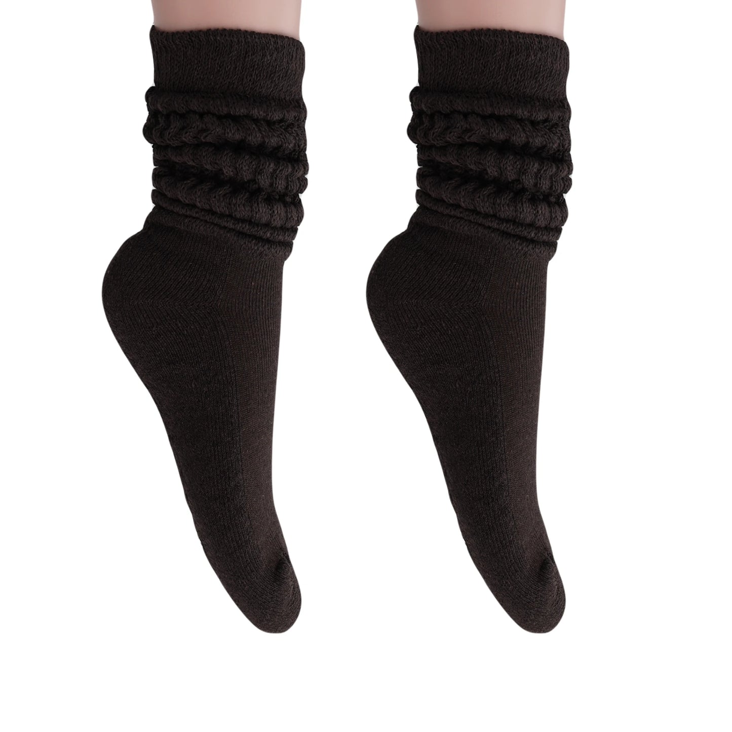 Women's Extra Long Slouch Scrunch Socks Knee High, Cotton Blend, Pack of 2, Fits Shoe Sizes 5-10