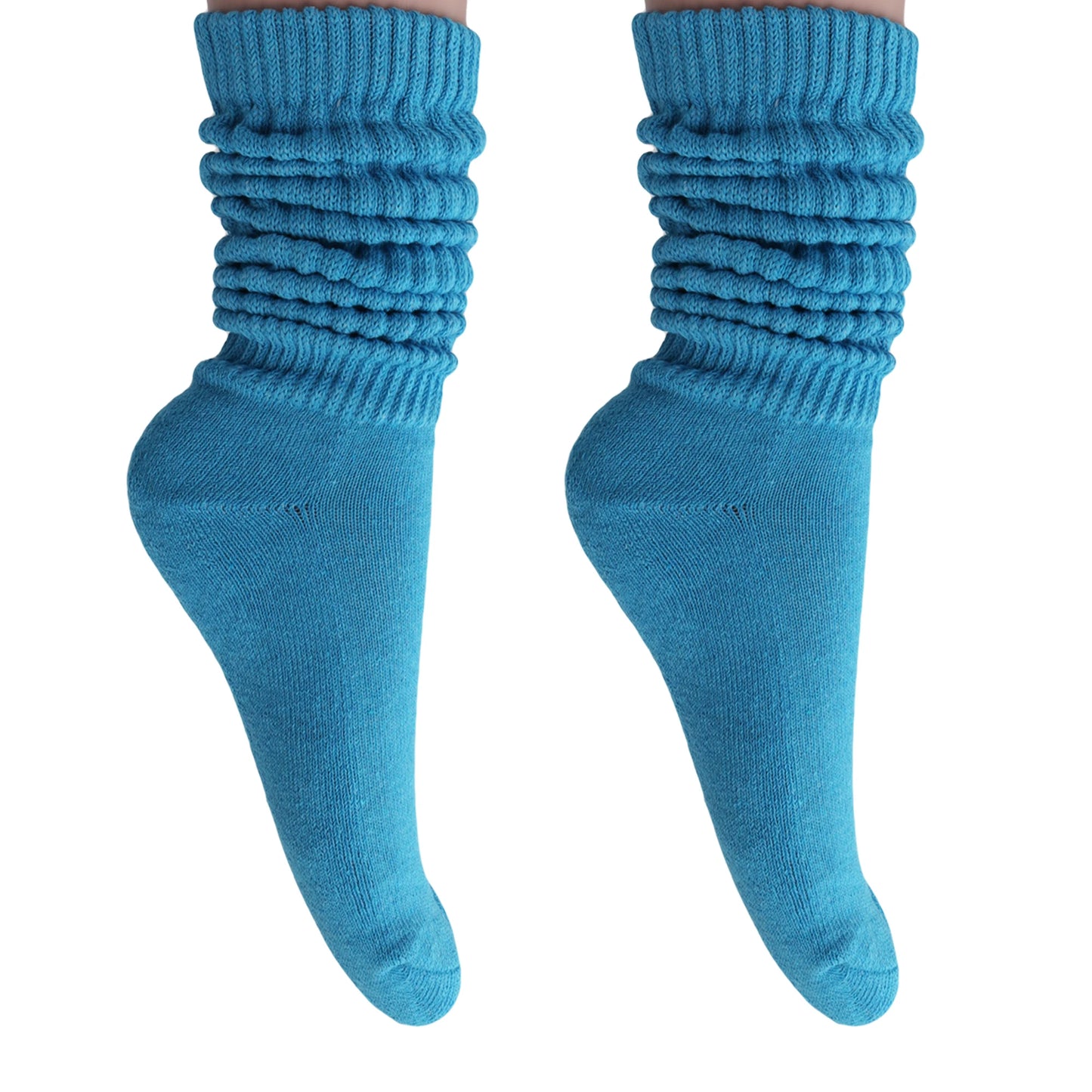 Women's Extra Long Slouch Scrunch Socks Knee High, Cotton Blend, Pack of 2, Fits Shoe Sizes 5-10