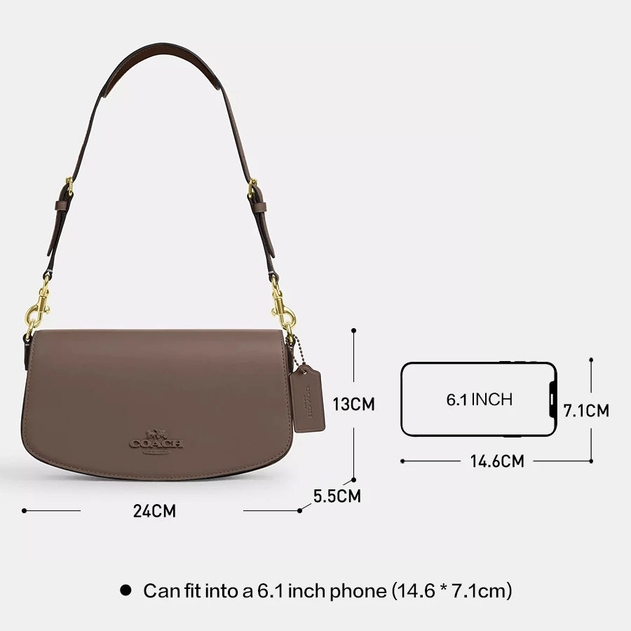 Coach Andrea Women's Shoulder Bag - Refined Leather Crossbody Bag Ladies Purse Small Flap Bag,Elegant Underarm Handbag Gifts