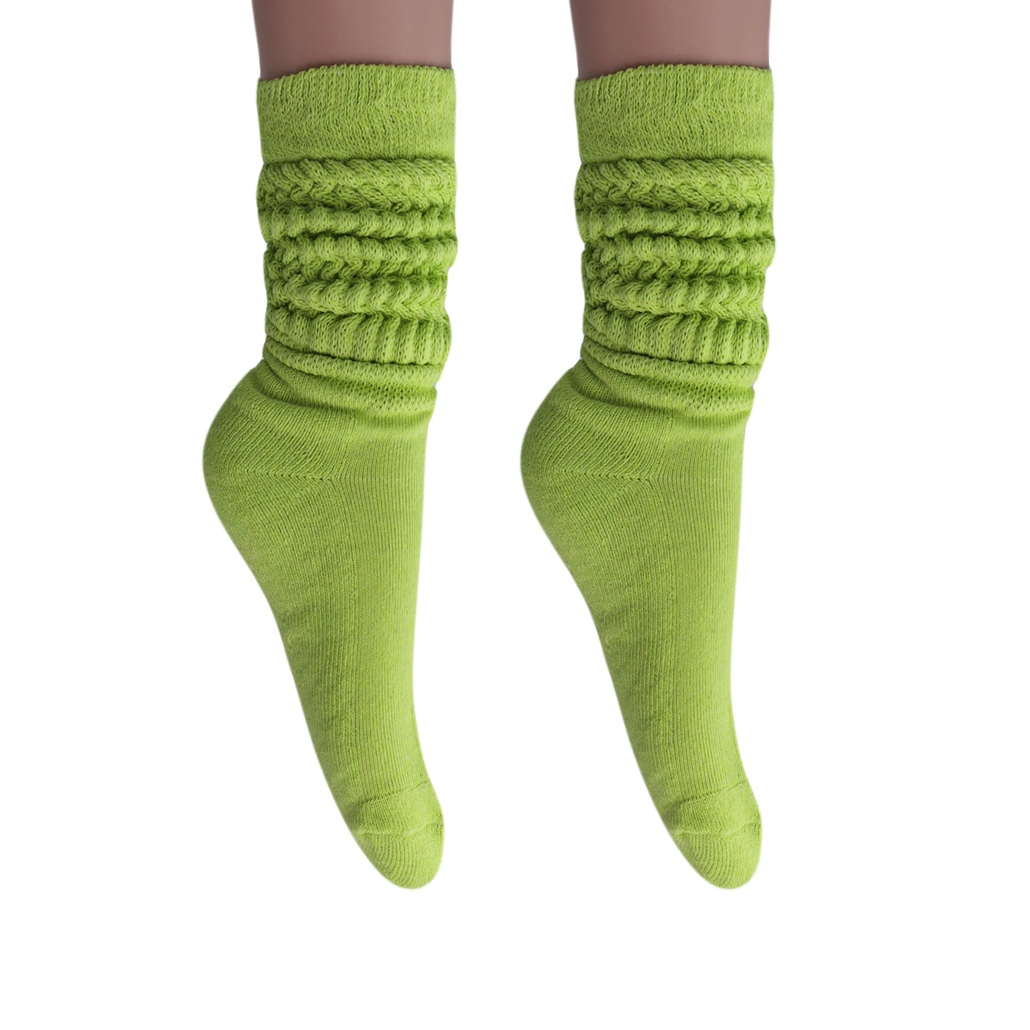 Women's Extra Long Slouch Scrunch Socks Knee High, Cotton Blend, Pack of 2, Fits Shoe Sizes 5-10