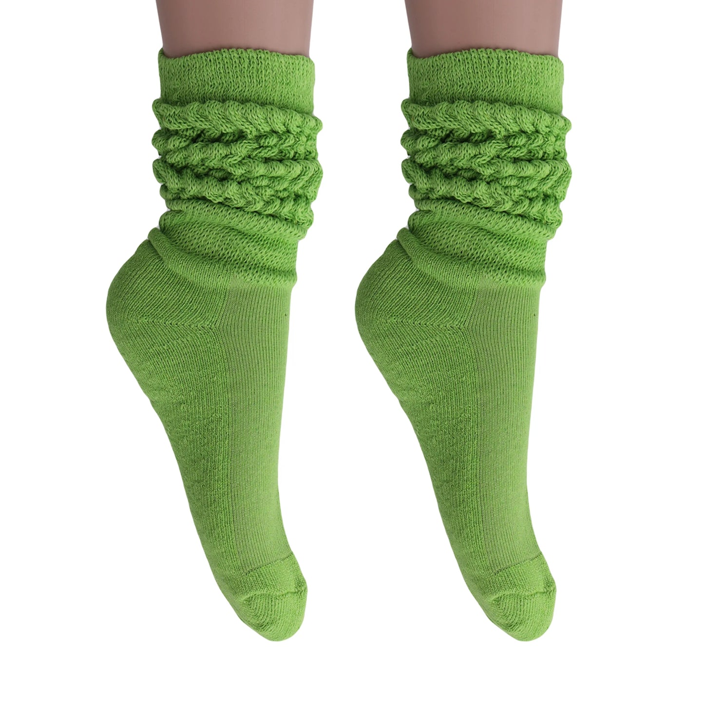 Women's Extra Long Slouch Scrunch Socks Knee High, Cotton Blend, Pack of 2, Fits Shoe Sizes 5-10