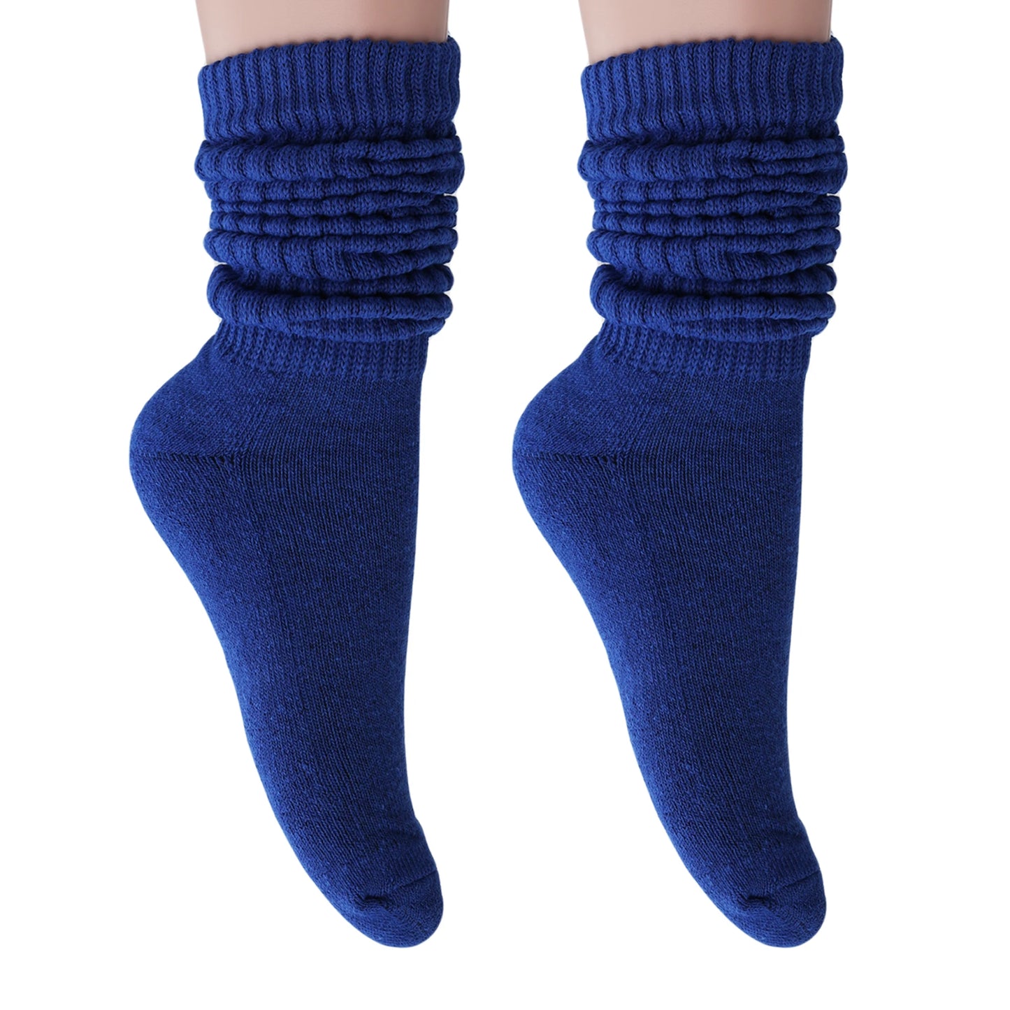 Women's Extra Long Slouch Scrunch Socks Knee High, Cotton Blend, Pack of 2, Fits Shoe Sizes 5-10